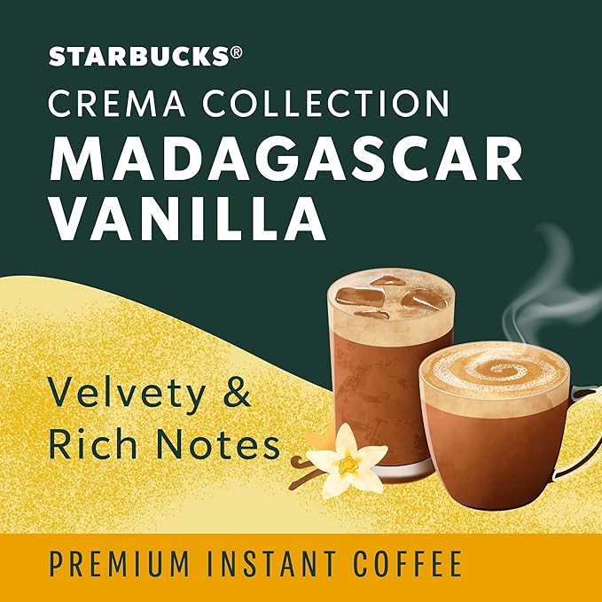 Starbucks Crema Collection Premium Instant Madagascar Vanilla Flavored Instant Coffee, 100% Arabica Beans, 3 Tins (7.12 Oz Each)