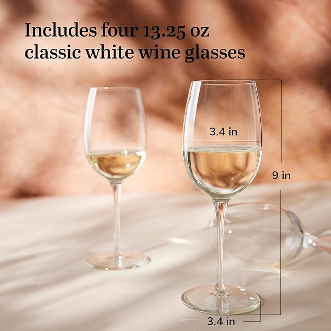 Libbey Signature Kentfield Wine Glasses, 13.25-Ounce, Set of 4, Made in USA, Dishwasher Safe, Classic Stemmed Glassware, Gift Box