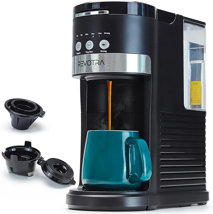 Single Serve Coffee Maker for Pods & Ground Coffee, 6 to 14oz Brew Sizes, Strong Brew Option, Fast Brewing, Compact Design with Removable 40oz Reservoir, Travel Mug Friendly, christmas gift