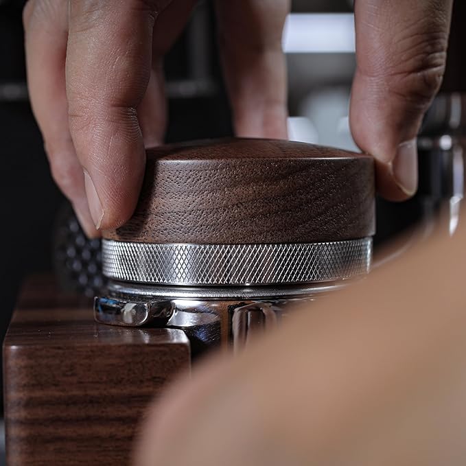 51mm Espresso Distribution Tool Walnut Coffee Distributor Adjustable Depth Stainless Steel Espresso Leveler Premium Espresso Machine Accessories For Coffee Bar