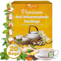 20 Tea Bags - Anti-Inflammaherb Loose Leaf Tea, 100% Natural from Ginger, Turmeric, Peppermint, Black Pepper, Cinnamon. No Sugar, No Caffeine, No Gluten, Vegan