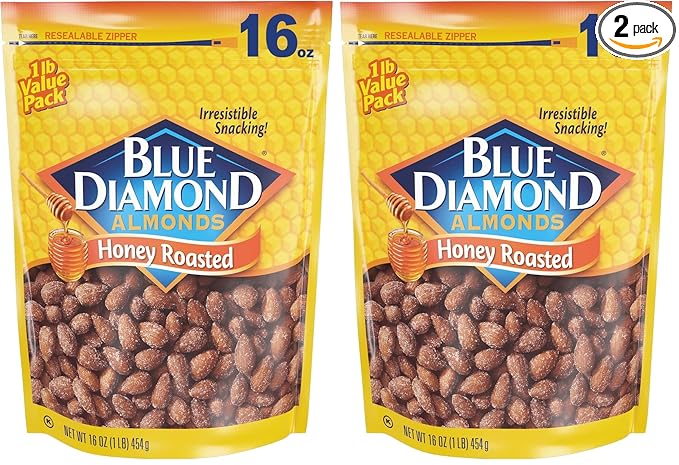 Blue Diamond Almonds Honey Roasted Snack Almonds, Honey Roasted, 1 Pound (Pack of 2)