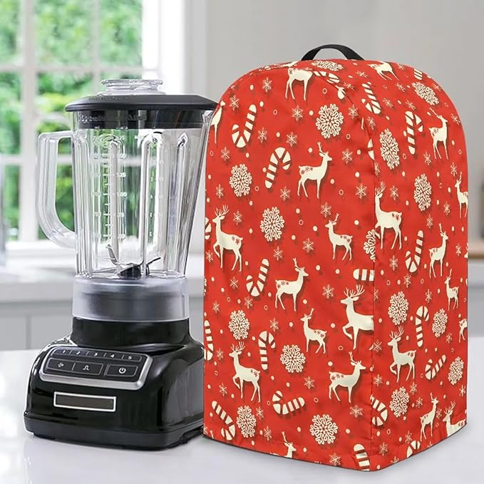 Christmas Reindeer Blender Dust Cover Pink Food Processor Cover Coffee Machine Appliance Covers for Kitchen Counter Blender Covers for Kitchen Machine