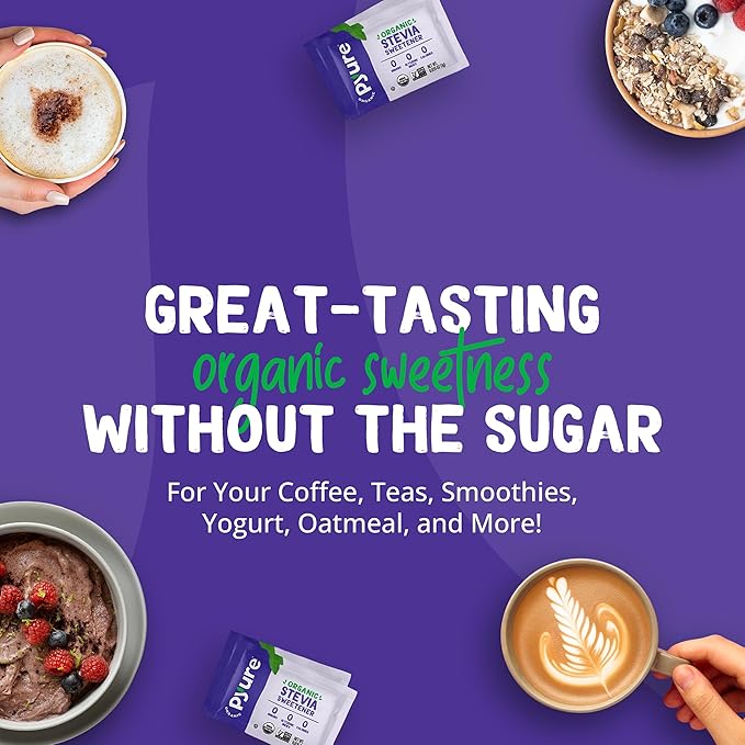 Pyure Organic Stevia Packets | Zero Calorie Sweetener for Coffee, and Baking | Granulated Stevia Sugar Substitute | Plant-Based, Keto, Diabetic & Paleo Friendly | USDA Organic, Non-GMO | 40 Packets