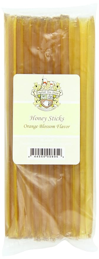 English Tea Store All-Natural Honeystix With Gluten-Free Grade A Honey | Mini Honey Sticks For Tea, Cake Pops Or Snacks | Orange Blossom Flavored Honey Sticks - 20 Count