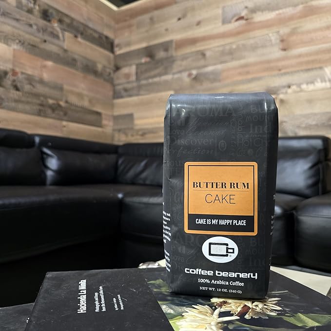 Butter Rum Cake Flavored Coffee, Specialty Arabica Coffee, Medium Roast, 12 ounce, Coarse