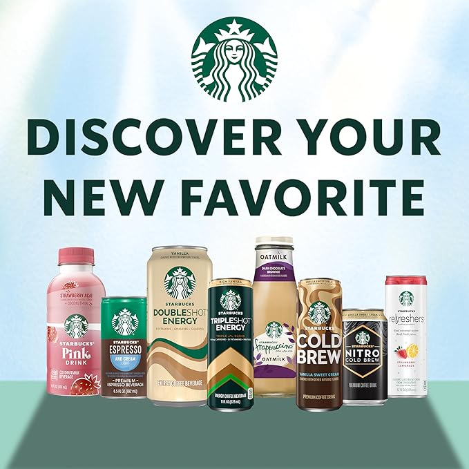 Starbucks Iced Energy Drink, 3 Flavor Variety Pack (Tropical Peach, Watermelon Splash, Blueberry Lemonade), Zero Sugar Energy Drink, Plant Based Caffeine, Hydration, Mental Clarity, 12x12 Fl Oz Cans