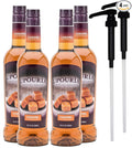 Upouria Caramel Coffee Syrup Flavoring, 100% Vegan, Gluten-Free, Kosher, 750 mL Bottle (Pack of 4) with 2 Syrup Pumps