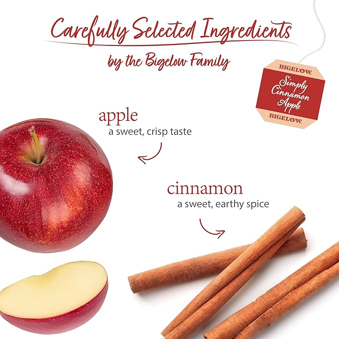 Bigelow Tea Simply Cinnamon Apple Herbal Tea, Caffeine Free (Pack of 6), 108 Total Tea Bags