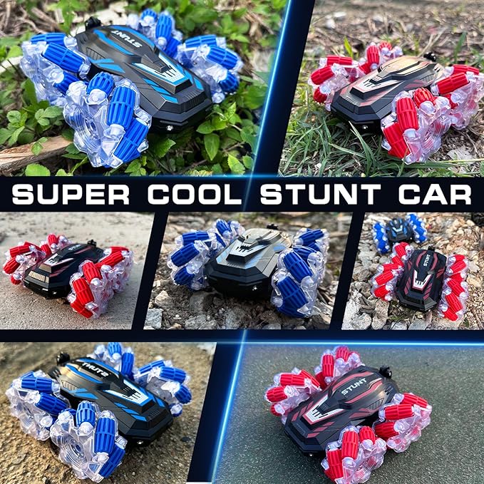 New Gesture Sensing RC Stunt Car with Lights Music, Hand Gesture Remote Control Truck 360° Spins Gifts Toys for 6-12 Years Old Boys