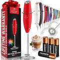 Zulay Kitchen Powerful Milk Frother Wand With 4 AA Duracell Batteries - Ultra Fast Handheld Drink Mixer - Electric Whisk Foam Maker for Coffee, Lattes, Cappuccino, Matcha & Creamer