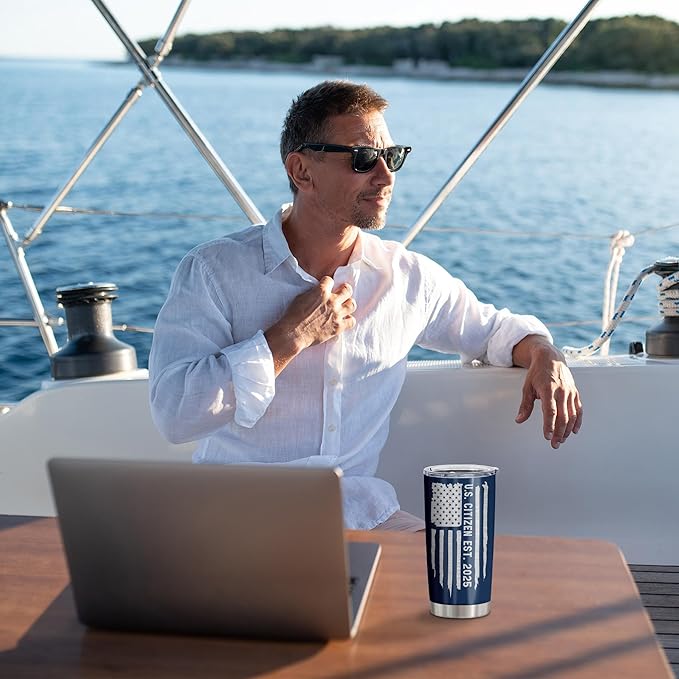 Proud To Be an American, Patriots Gifts for Men, Patriotic USA Republican Gifts, US American Citizenship Flag Gift Tumbler 20Oz