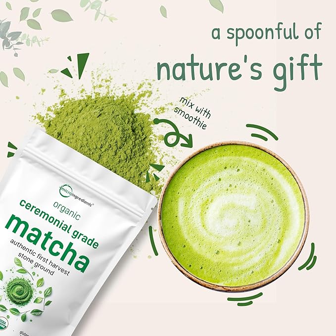 Organic Ceremonial Grade Matcha Powder, 100 Servings | First Harvest Authentic Japanese Origin | 100% Barista-Grade Matcha Green Tea For Latte, Beverage & Baking