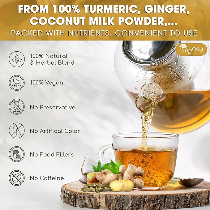 TOG999, Premium 8oz Golden Milk Powder - Turmeric, Cinnamon, Ginger & Black Pepper – Natural Spice Blend for Lattes, Smoothies & Baking – Non-GMO, No Additives.