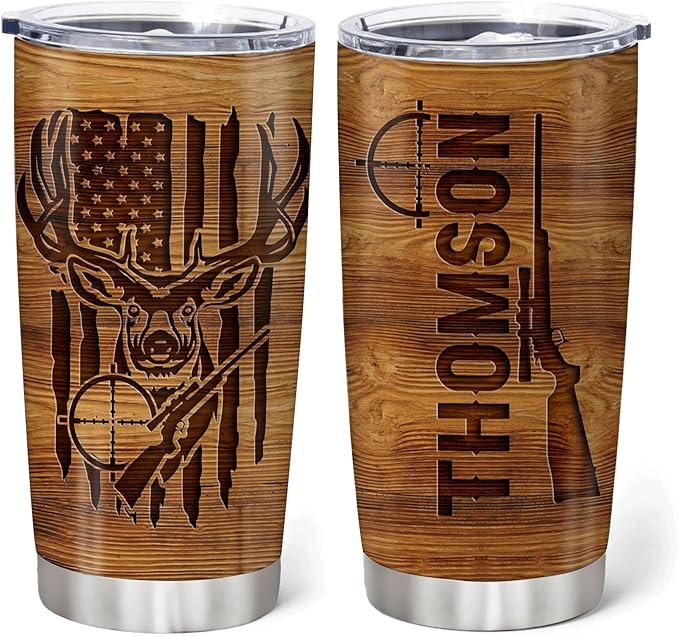 Hyturtle Personalized Deer Hunting Tumbler 20oz 30oz Hunter Gifts For Men Hunters Double Wall Vacuum Thermos Insulated Tumblers Travel Coffee Mug Cup With Lid Cups Gift For Men Women Dad Papa
