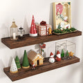 Floating Shelves for Wall, Engineered Wood Wall Shelves with Invisible Brackets for Living Room Bedroom Bathroom Office Kitchen Decor and Storage (Brown, 36" W x 9" D x 1.5" H) Set of 2