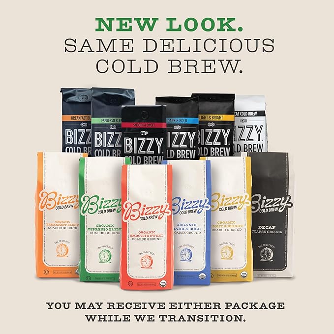 Bizzy Cold Brew Coffee | Decaf Blend | Water Process | Coarse Ground Coffee | Micro Sifted | Specialty Grade | 100% Arabica | 1 LB