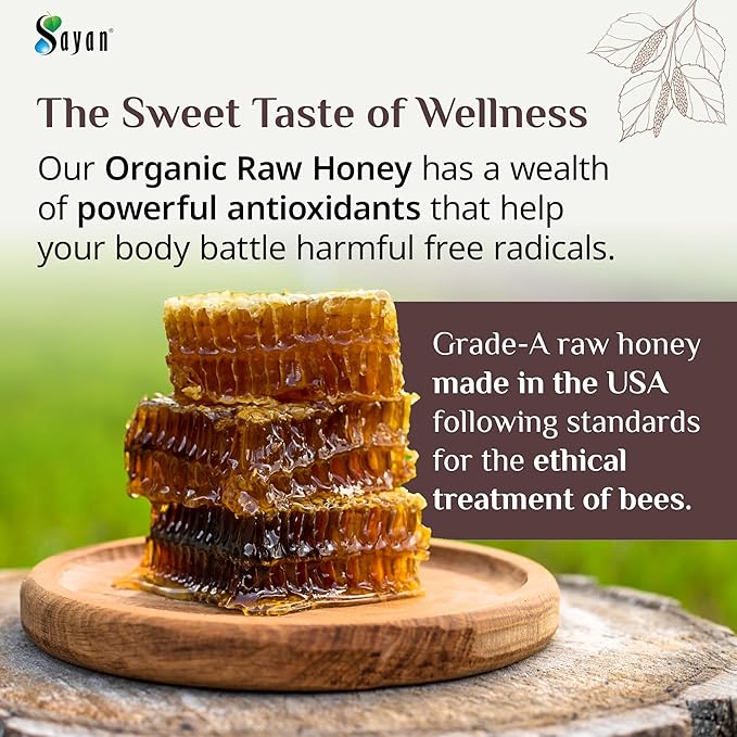 Sayan Organic Honey with Pure Shilajit Resin 7.7 oz /218 g - Potent Fulvic Acid Supplement - Immune System Support, Detox & Natural Energy - Gluten-Free, Non-GMO, All Natural & Tested