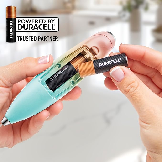 Zulay Kitchen Powerful Milk Frother Wand With 4 AA Duracell Batteries - Ultra Fast Handheld Drink Mixer - Electric Whisk Foam Maker for Coffee, Lattes, Cappuccino, Matcha & Creamer