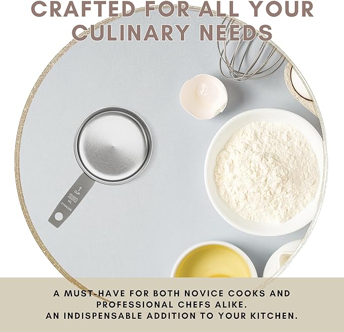 1 Cup Stainless Steel Measuring Cup | Sturdy Metal 250 ml | 240 cc | 8 oz | Single Cup for Wet and Dry Ingredients | Great for use as 1 Cup Dog Food Scoop - 12 PK