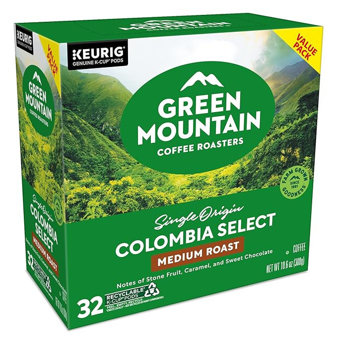 Green Mountain Coffee Roasters Colombia Select Coffee, Keurig Single-Serve K-Cup pods, Medium Roast, 32 Count