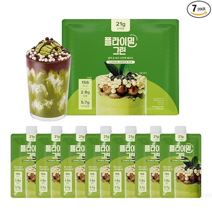 GreenTea Matcha Protein Shake, With Crunchy Protein Balls, Protein Smoothie Powder - 21g Protein, Low Sugar, Keto-Friendly Meal Replacement Shake, 1.59oz, 7packs, 7 Servings (7 Packs X 1.59 oz)