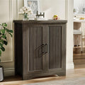 Fluted Buffet Cabinet with Storage Accent Sideboard,Modern Credenza with 2 Doors & Adjustable Shelves,Wood Coffee Bar Table Console for Dining Room Kitchen Living Room Entryway,Gray