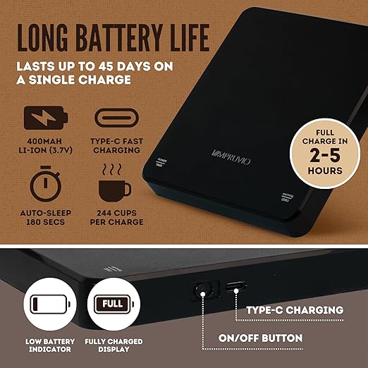 All-New 2026 Mini Coffee Scale w/Timer - 0.1g Precision Espresso Pour-Over Scale | 0.3-3kg Capacity - Rechargeable 400mAh Battery Lasts 45 Days/244 Cups Per Charge - Auto/Manual/Countdown Timer Modes