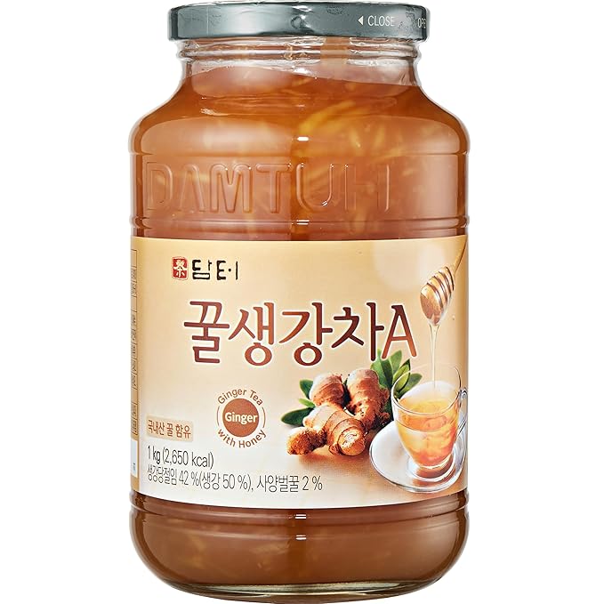Damtuh Honey Ginger Tea – Natural Flavor & Warm Spicy Aroma, No Artificial Ingredients, Perfect for Hot or Iced Tea, Jam, or Salad Dressing (Sliced Ginger) 2.2lb 1000g x 2 Pack