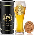 21st Birthday Beer Glasses Gifts, Personalized '2004' Vintage Glass Ware Set for Men, Black Gift Package with Drinking Glass, Coaster, and Card for 21 Years Old Man