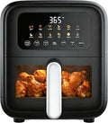 HealSmart 7.5QT Large Capacity Air Fryer, 12-in-1 Digital Preset & DIY Function Airfryer with Visible Window, Precise Temperature Control and Dishwasher Safe, Black