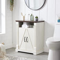 24" Farmhouse Storage Cabinet – Antique White Freestanding Buffet Sideboard with Barn Doors, Adjustable Shelf, Small Coffee Bar for Kitchen, Bathroom & Living Room
