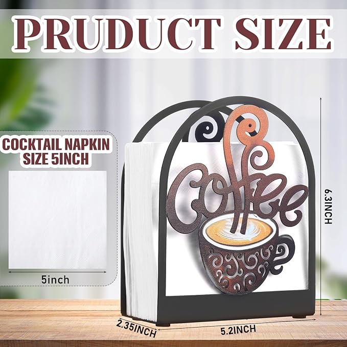 Coffee Paper Towel Holder Napkin Holder Tabletop Tissue Stand Countertop Decor for Kitchen Rustic Farmhouse Napkin Accessories Country Decor