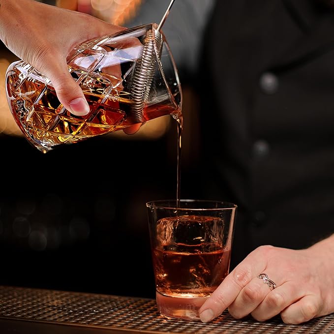 24 Oz Cocktail Mixing Glass Stirring Glasses for Whiskey Cocktail Mixing Shaker Glass Martini Old Fashioned Crystal Bar Set 700ml 2PCS