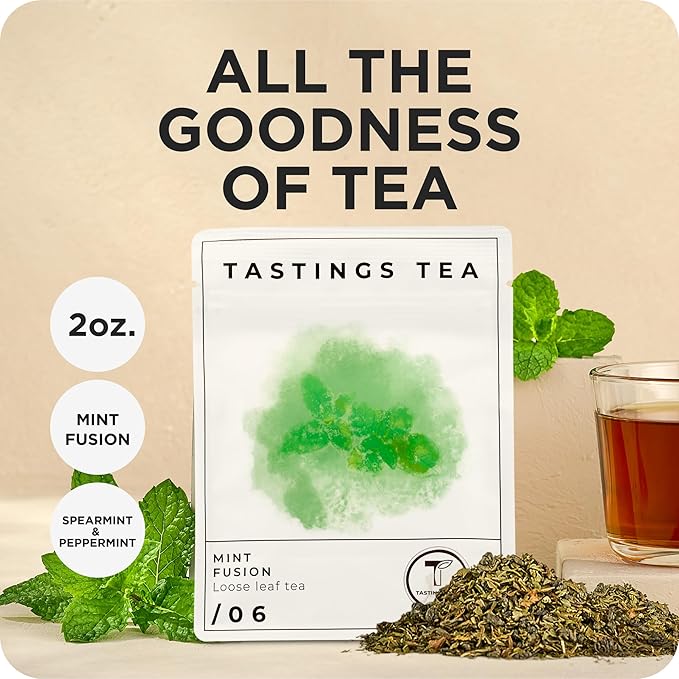 Tastings Tea Mint Fusion - 3.5oz Loose Leaf | Energising Boost | Small-Batch Freshness