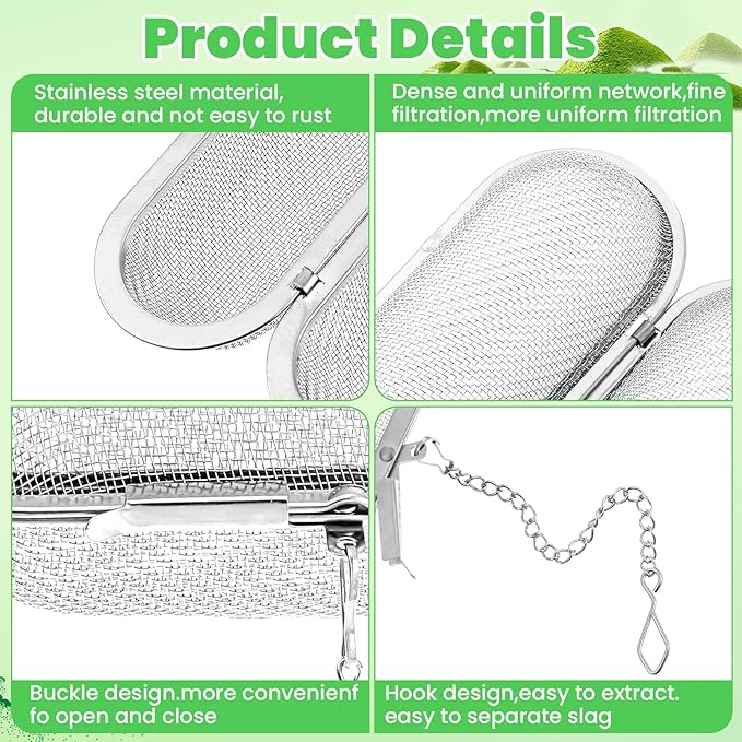 Tea Ball Infusers, 3 Pcs 4.25 x 1.75 Inch Stainless Steel Tea Infuser Floating Mesh Tea Strainer Ball Mulling Spice Ball Infuser Oval Reusable Tea Steeper Tea Filter for Kitchen Home Office