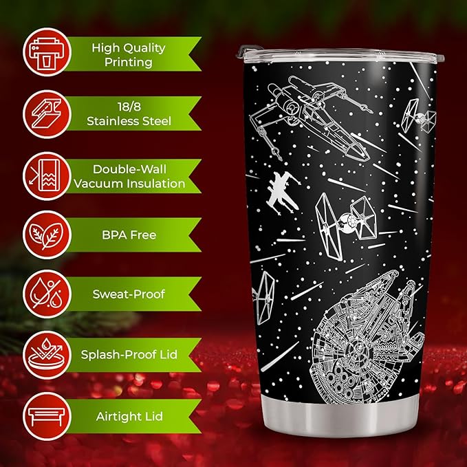 34HD Xmas Gifts - Starlight 20oz Tumbler with Handle, Starlight Stainless Steel Vacuum, Insulated Coffee Mug for Christmas, Leak-Proof Tumbler Gifts for Space Lover