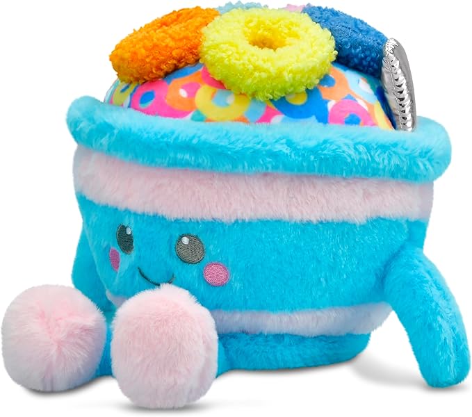 iscream Sweet Cereal Bowl 8" x 8" Fur and Fleece Embroidered Accent Mini Pillow
