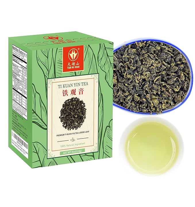 TIAN HU SHAN Tie Guan Yin/ti kuan yin/Iron Goddess of Mercy oolong Tea Loose Leaf 4oz (113g) Tin Bag