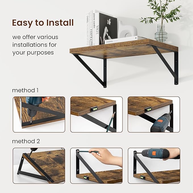 Axeman Deep Floating Shelves for Wall - 10 Inch Deep Floating Shelves Set of 2-16" W x 10" D Rustic Wall Shelves for Living Room Bathroom Bedroom