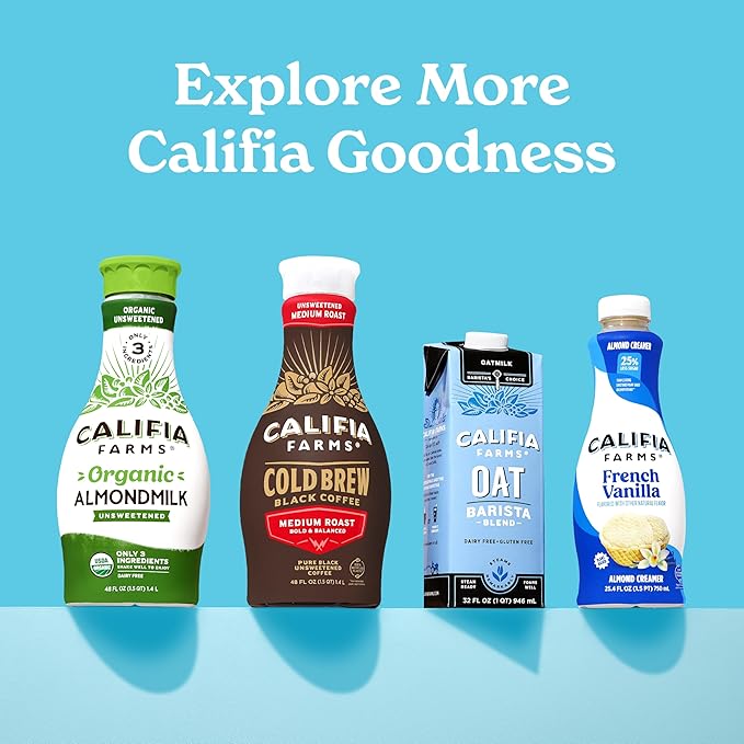 Califia Farms - Caramel Macchiato Almond Milk Coffee Creamer, 32 Fl Oz (Pack of 6), Shelf Stable, Dairy Free, Plant Based, Vegan, Gluten Free, Non GMO, Almond Creamer