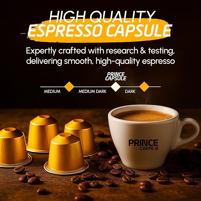 Prince Caffe Espresso Pods – Ristretto Intensity 10, Dark Roast, The Espresso Coffee Pods Are Compatible with Nespresso Original Line Machines, 30 Count (3 x 10 Capsules) Premium Quality Coffee Capsules.