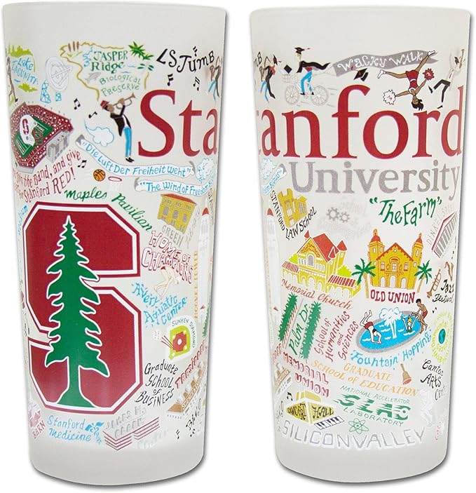 Catstudio Drinking Glass, Stanford University Glass Cup for Kitchen, 15oz Dishwasher Safe Tumbler for Stanford Alumni