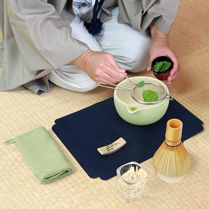 Matcha Whisk Set, Matcha Kit 10-Pcs, Bamboo Whisk and Ceramic Bowl with Spout & Measuring Spoon & Cup, Japanese Ceremony Matcha Tea Making Tools