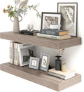 30 Inch Floating Shelves | 12 Inch Deep Grey Floating Shelves Set of 2 | 30" W x 12" D Rustic Wood Shelves for Wall | Deep Grey Shelves for Living Room Bathroom Laundry Room Kitchen