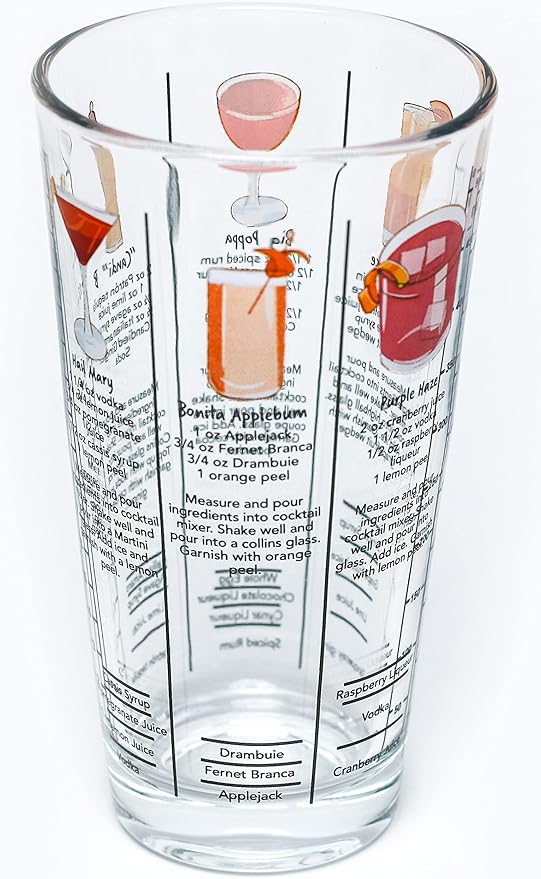 14 oz Recipe Glass Cocktail Shaker With Strainer Top - Includes 6 Cocktail Drink Recipes (Hip Hop Theme)