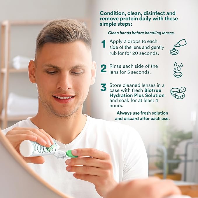 Biotrue Contact Lens Solution, Multi-Purpose Solution for Soft Contact Lenses, Lens Case Included, 2 FL OZ Travel Size
