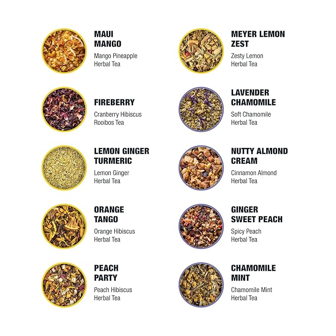 Tiesta Tea - Discovery Sampler Dry Flight Set - High to No Caffeine Loose Leaf Tea Variety Pack, Hot & Iced Brews Up to 200 Cups with Green, Herbal, Black & Chai Blends, 20 Resealable Sample Pouches