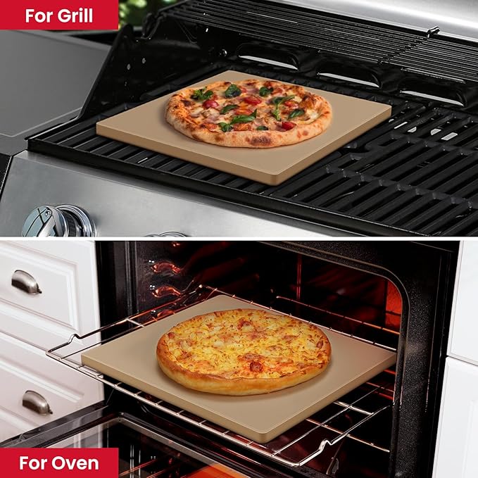 Unicook Pizza Stone 13 Inch, Cordierite Square Baking Stone for Ooni 12 Oven, Ideal for Making Crispy Crust Pizzas Bread and Cookies