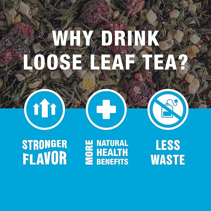 Tiesta Tea - Blackberry Bellini, Premium Loose Leaf Blend, Blackberry Citrus Green Tea, Medium Caffeinated, Refreshing Flavor, Hot or Iced, Up to 200 Cups, 16oz Resealable Bulk Pouch